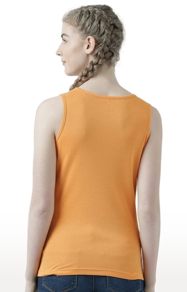 Women's Orange Printed Tank Top
