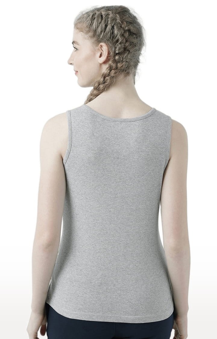Women's Grey Melange Printed Tank Top