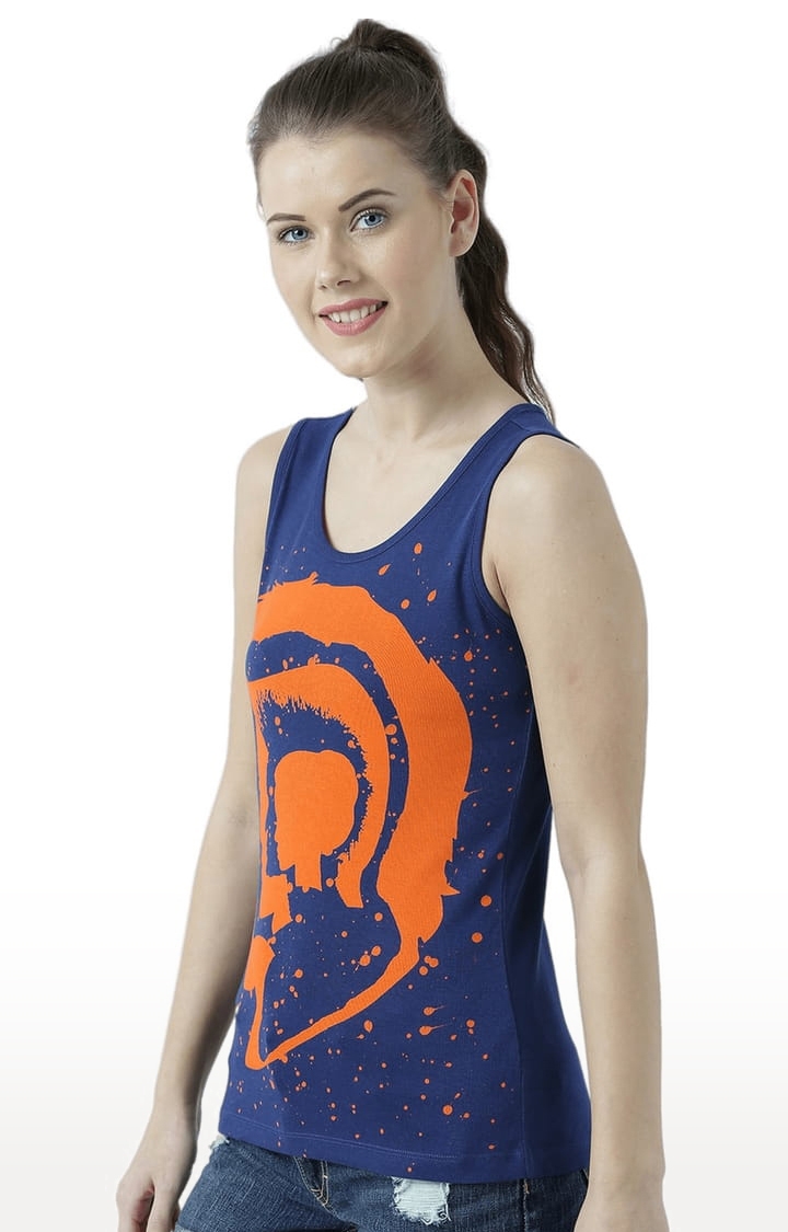 Women's Navy Blue Printed Tank Top