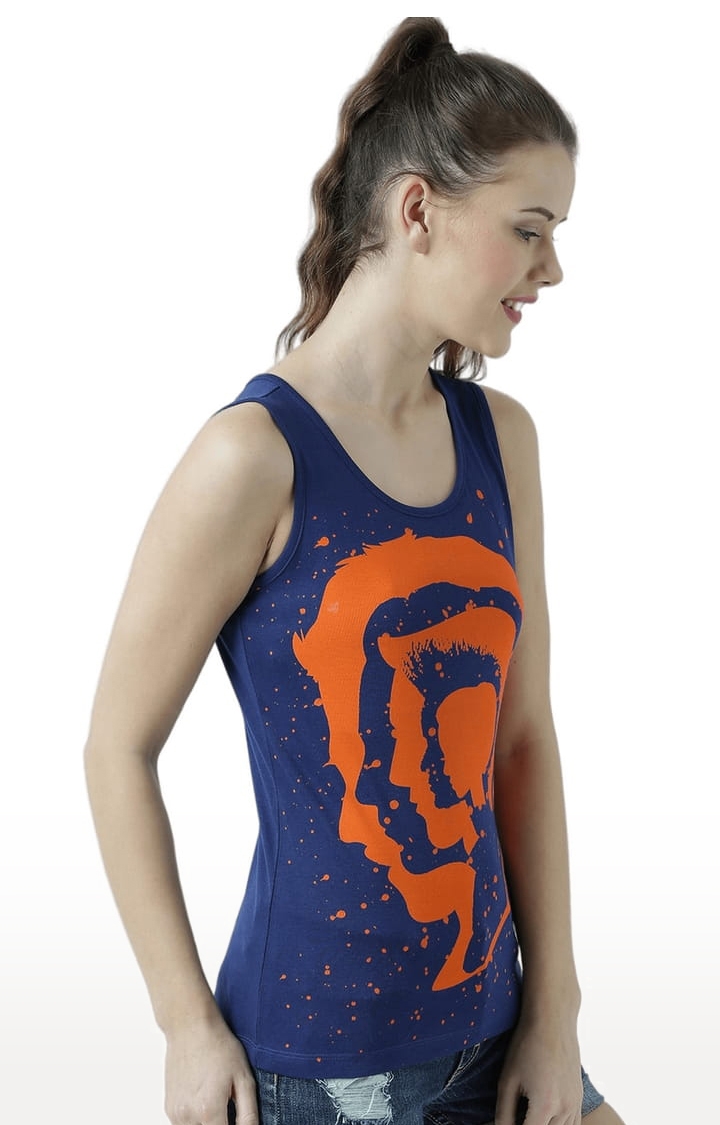 Women's Navy Blue Printed Tank Top