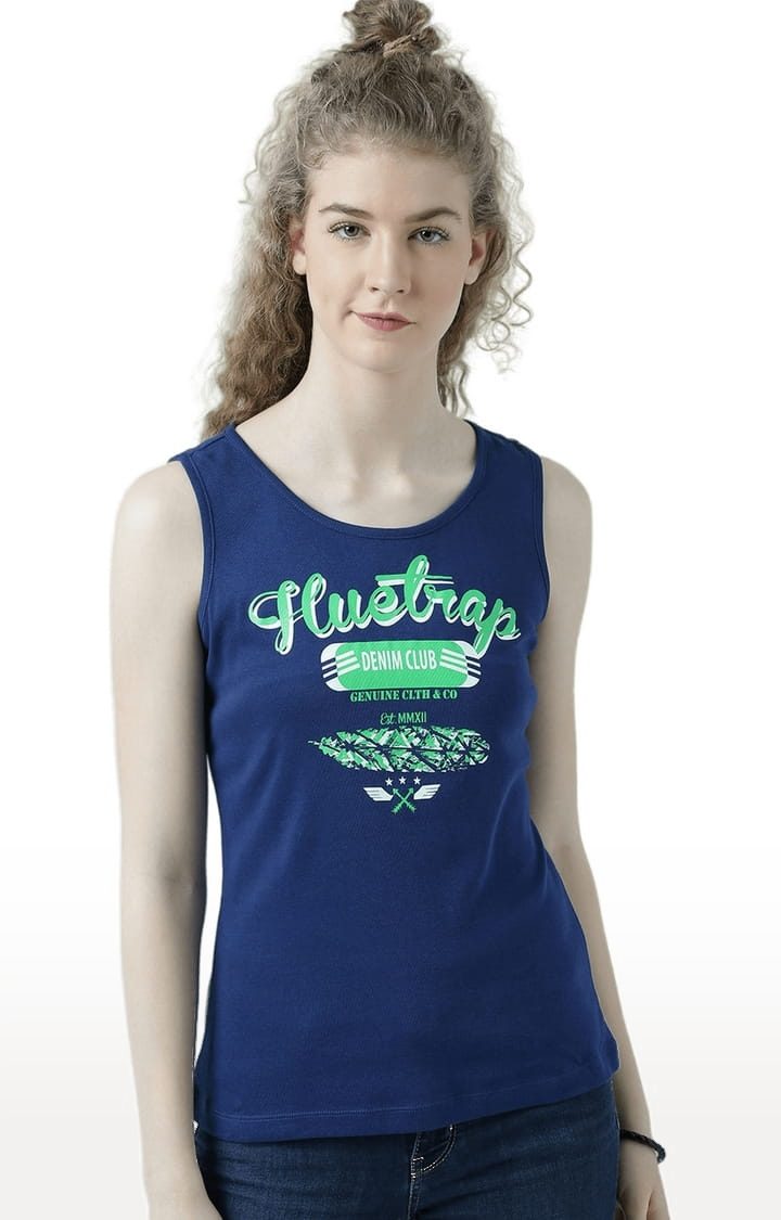 HUETRAP | Women's Navy Blue Printed Tank Top