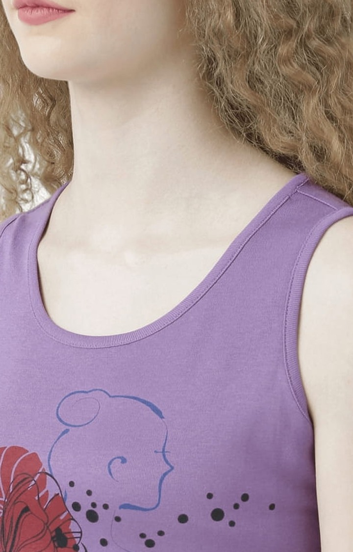 Women's Purple Printed Tank Top