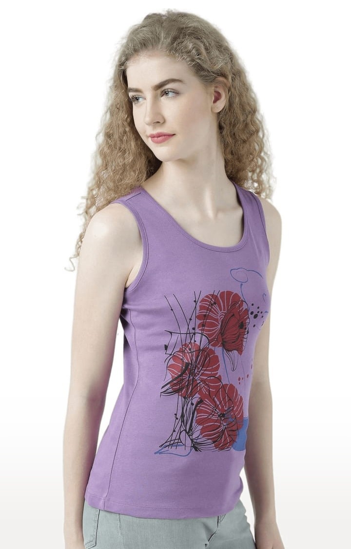 Women's Purple Printed Tank Top