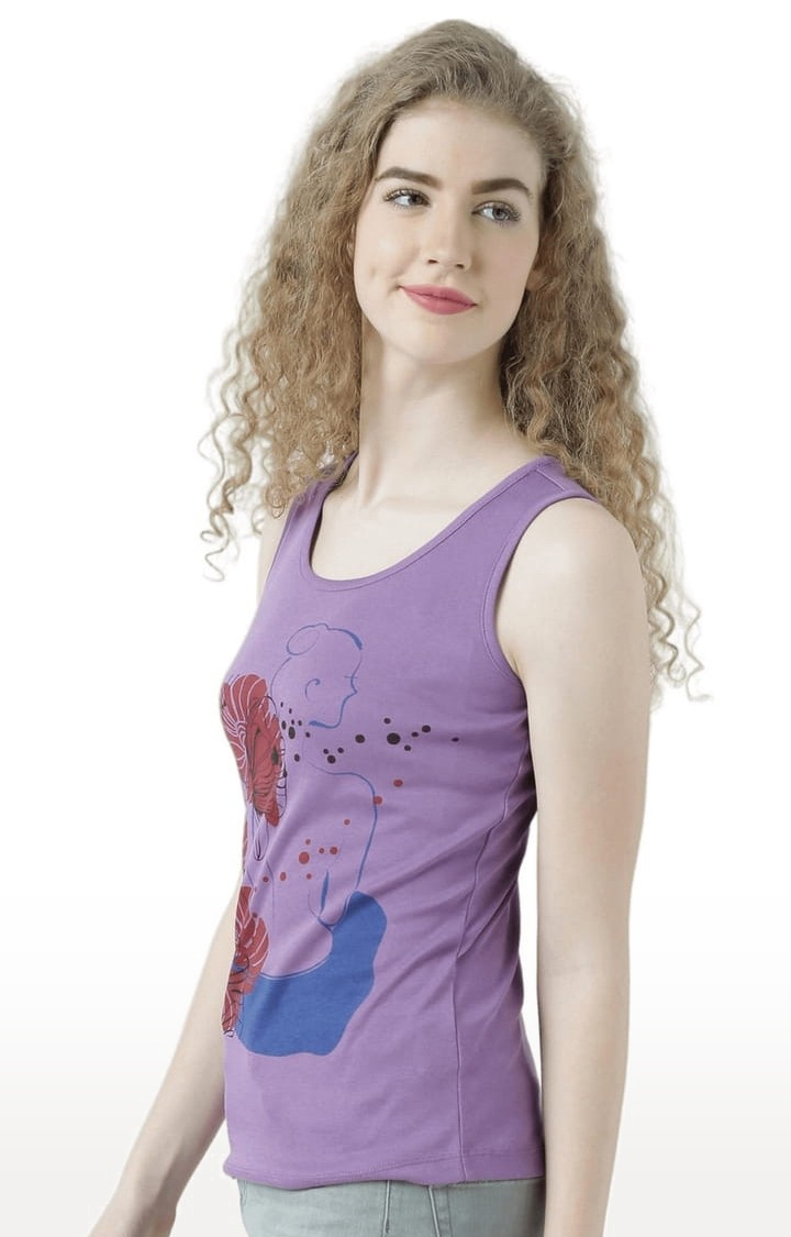Women's Purple Printed Tank Top