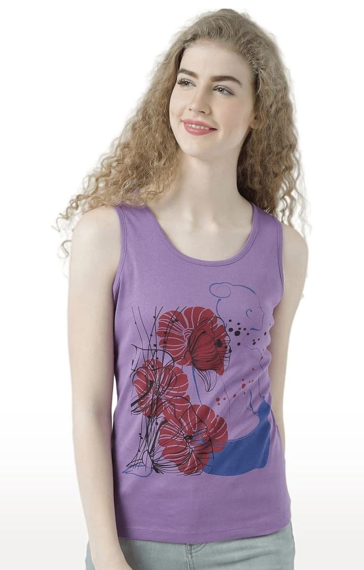 HUETRAP | Women's Purple Printed Tank Top
