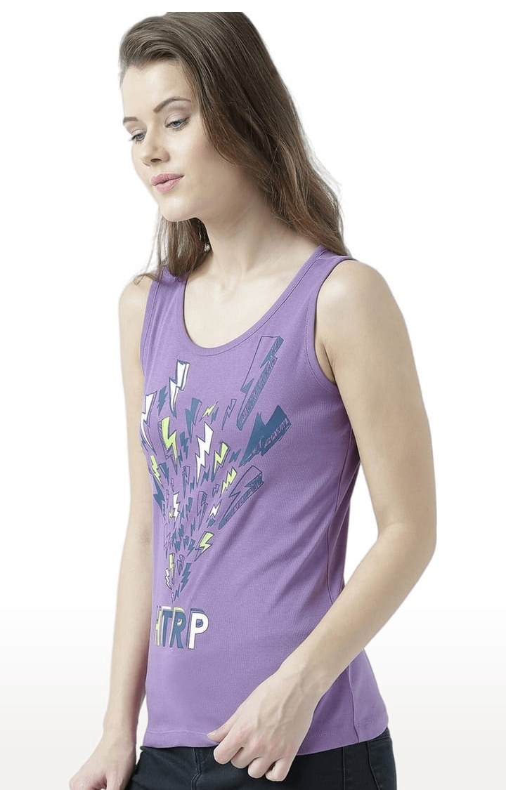 Women's Purple Printed Tank Top