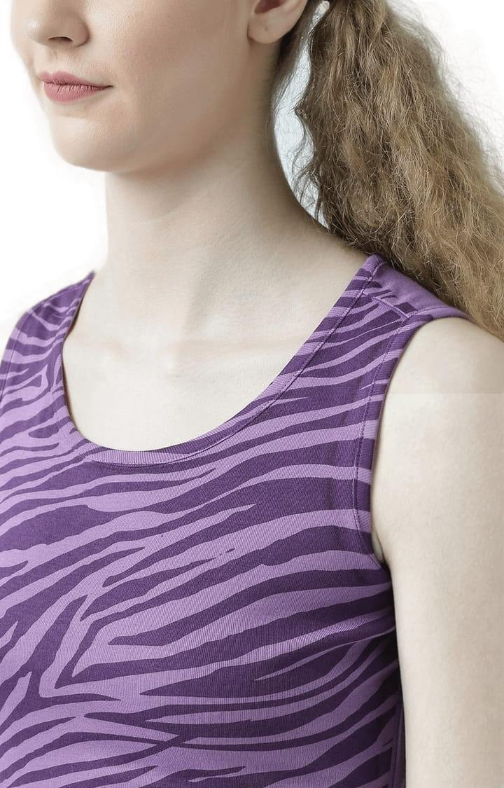 Women's Purple Printed Tank Top
