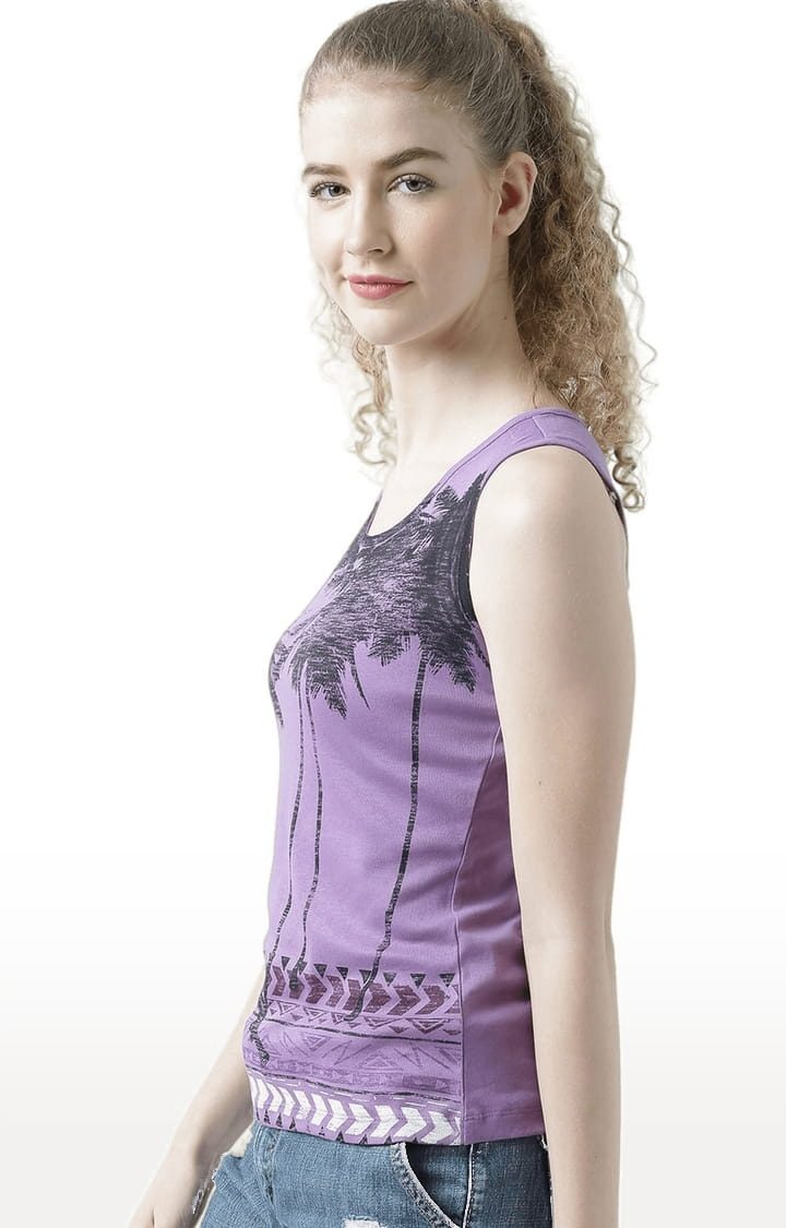 Women's Purple Printed Tank Top