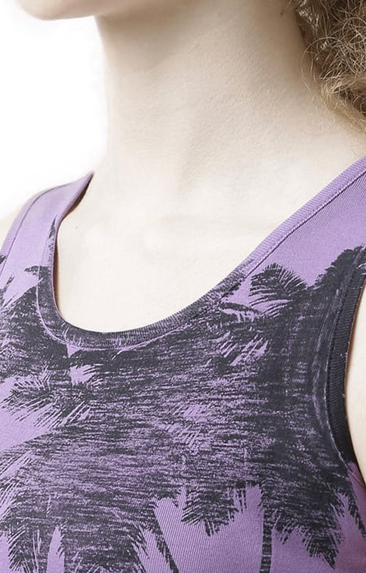 Women's Purple Printed Tank Top