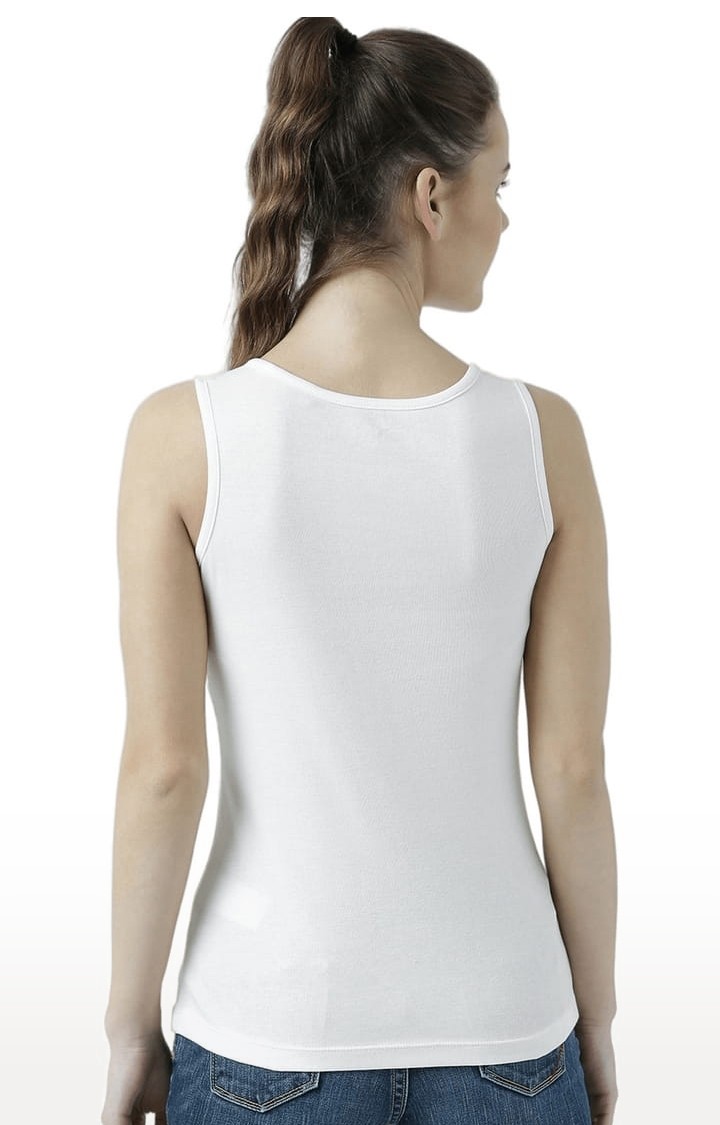 Women's Off White Printed Tank Top