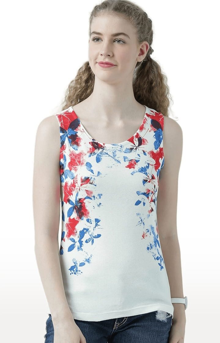 HUETRAP | Women's Off White Printed Tank Top