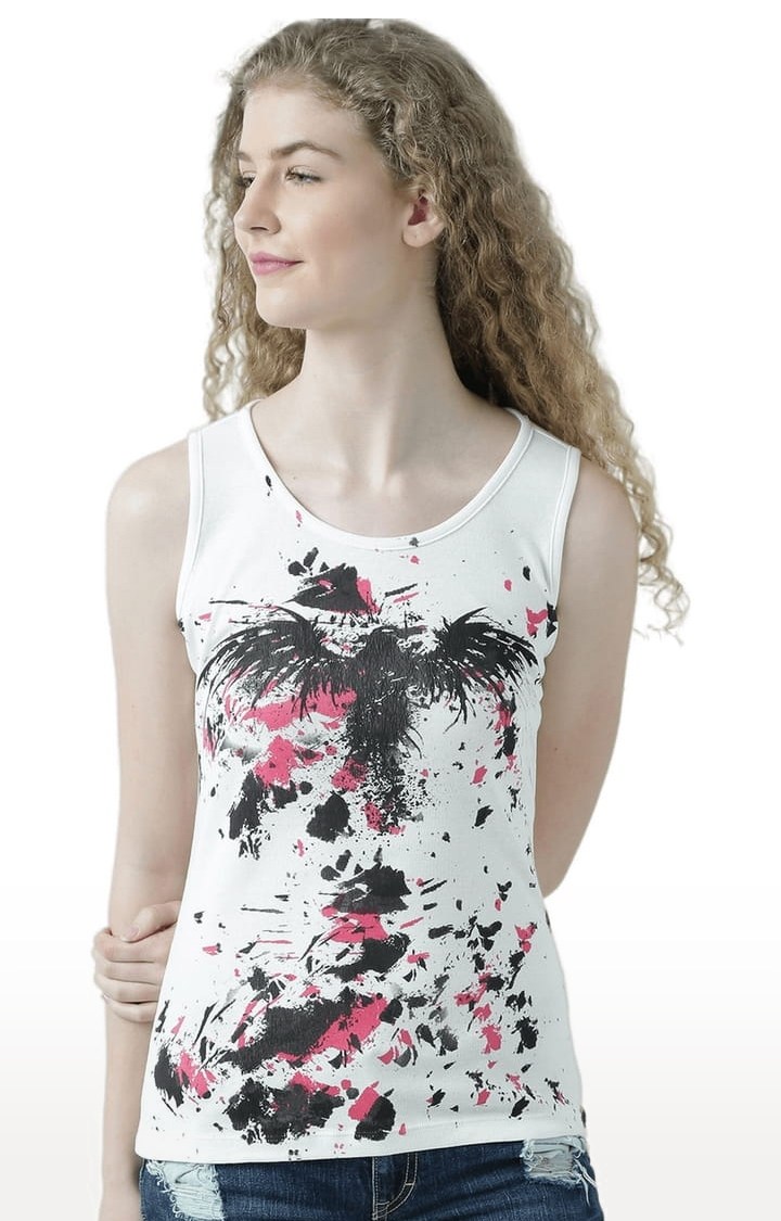 HUETRAP | Women's Off White Printed Tank Top