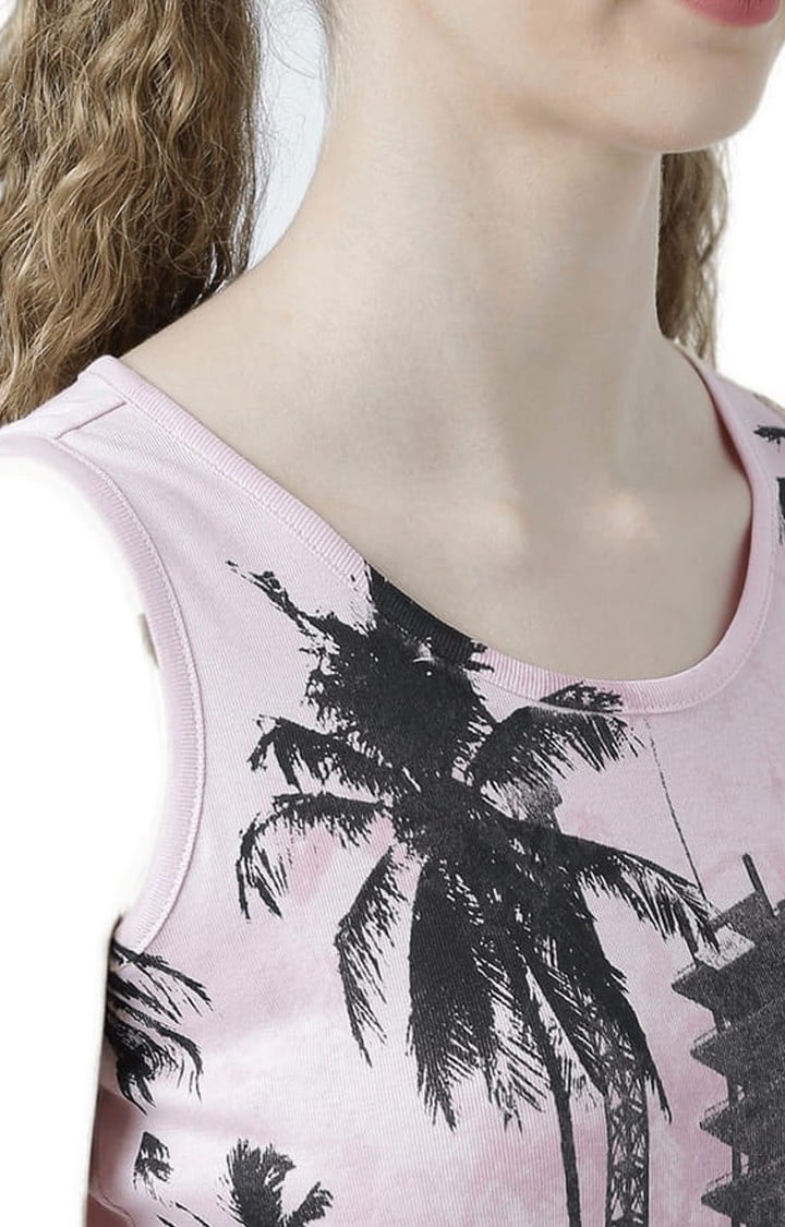 Women's Pink Printed Tank Top