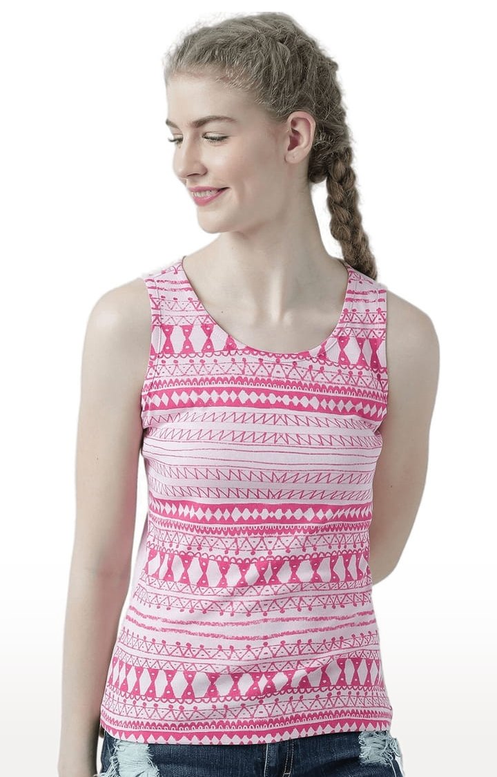 HUETRAP | Women's Pink Printed Tank Top