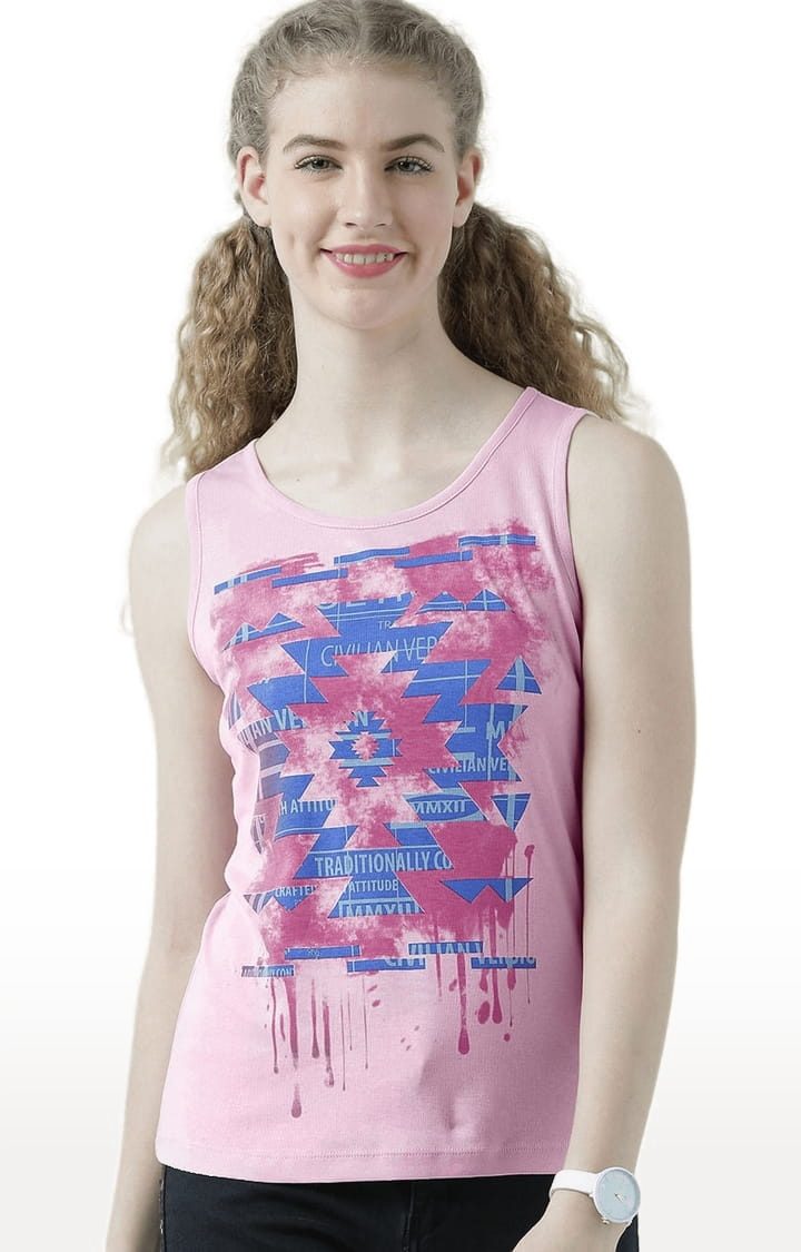 HUETRAP | Women's Pink Printed Tank Top