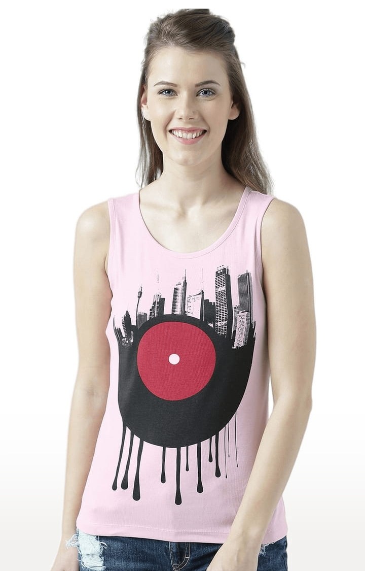 HUETRAP | Women's Pink Printed Tank Top