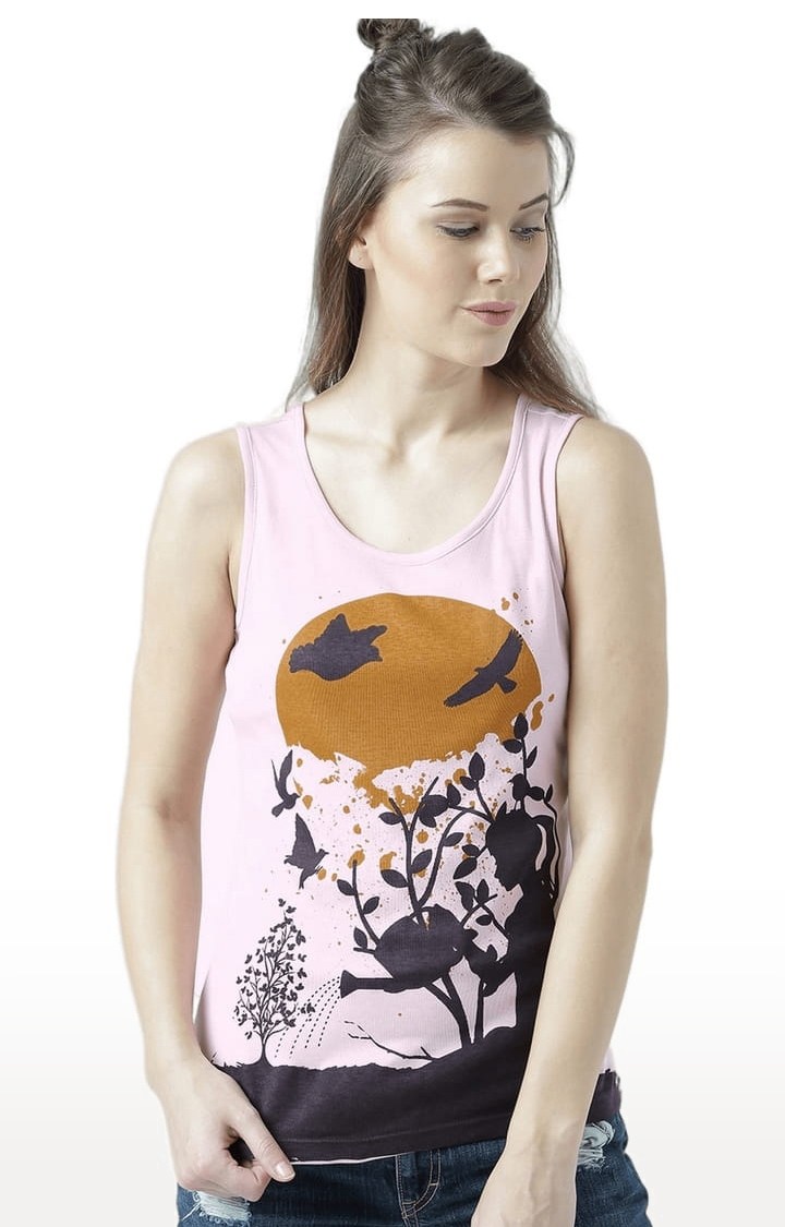 HUETRAP | Women's Pink Printed Tank Top