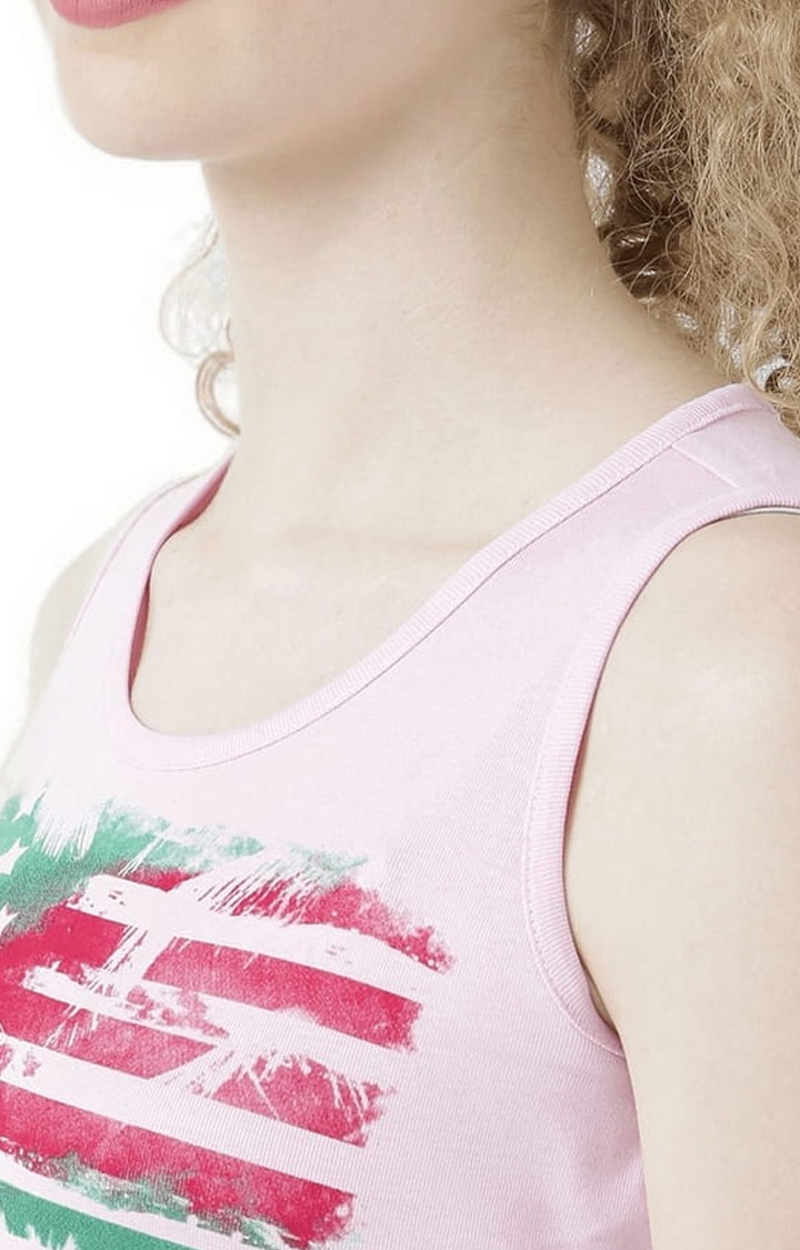 Women's Pink Printed Tank Top