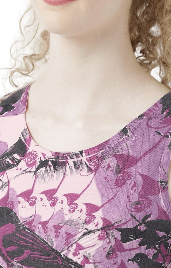 Women's Pink Printed Tank Top