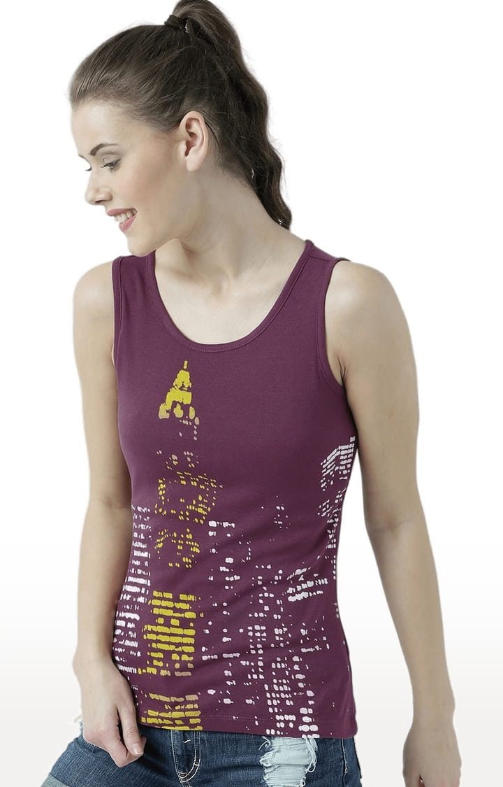 Women's Pink Printed Tank Top