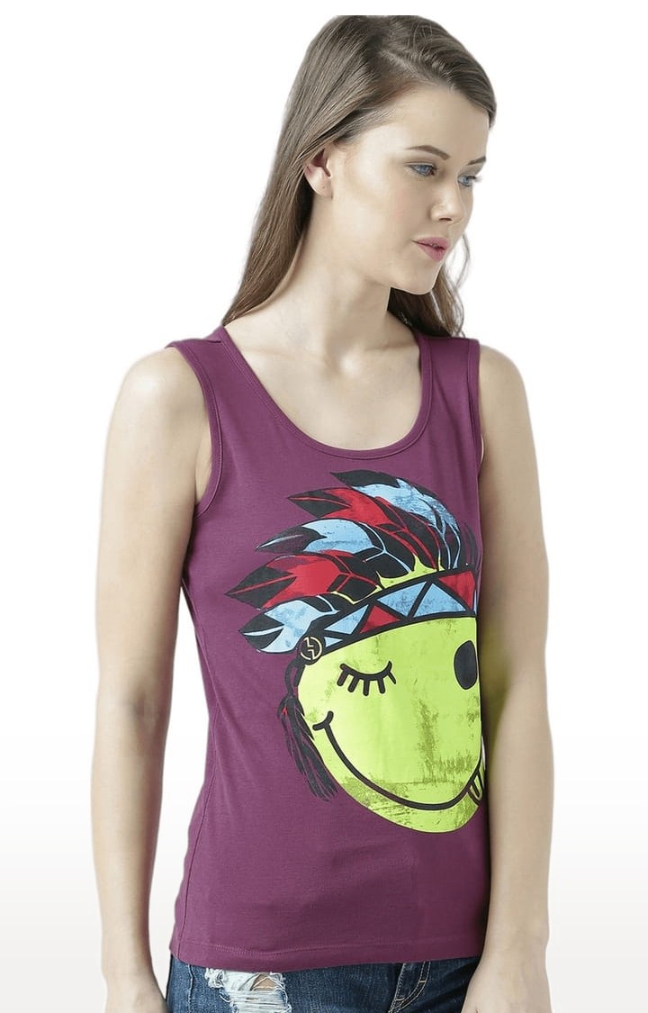 Women's Pink Printed Tank Top