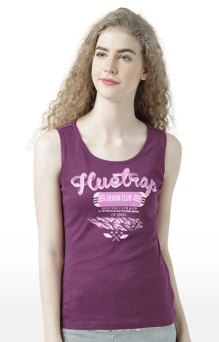 HUETRAP | Women's Pink Cotton Printed Tank Top 0