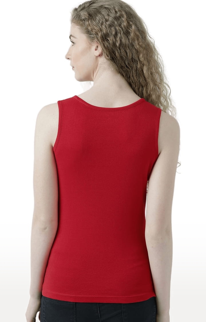 Women's Red Printed Tank Top