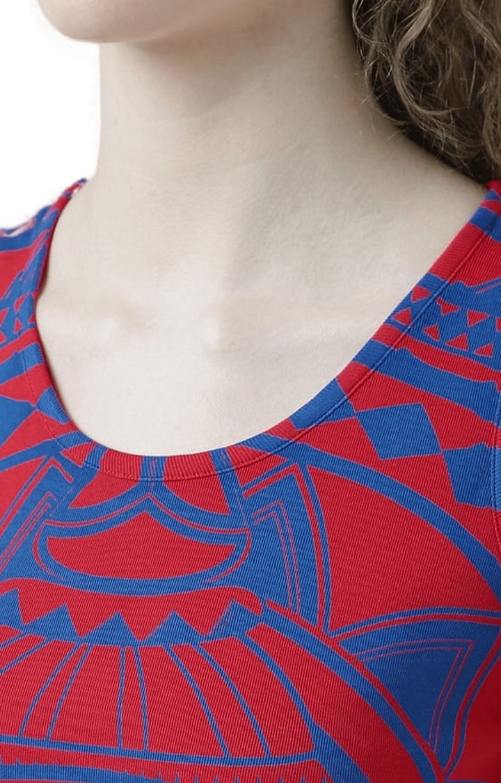 Women's Red & Blue Printed Tank Top