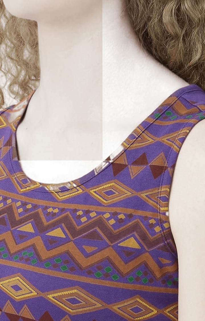 Women's Purple Printed Tank Top