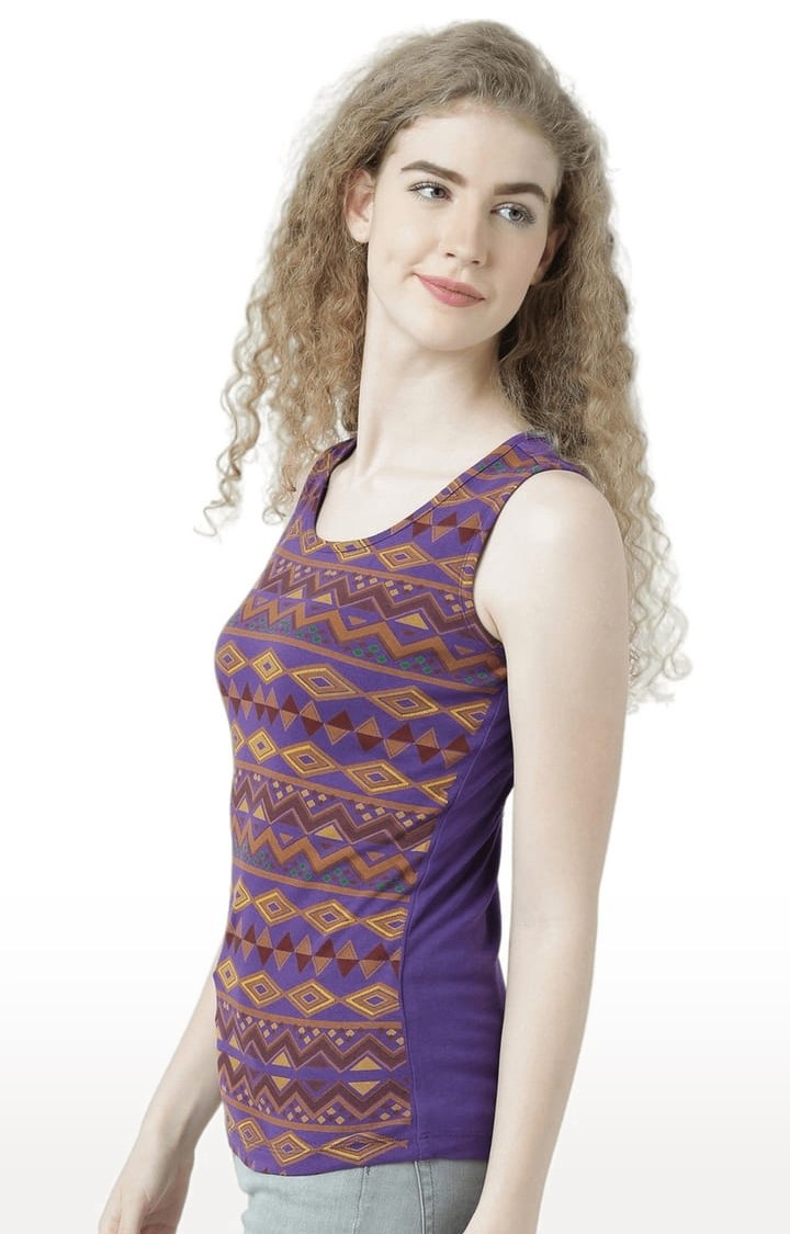 Women's Purple Printed Tank Top