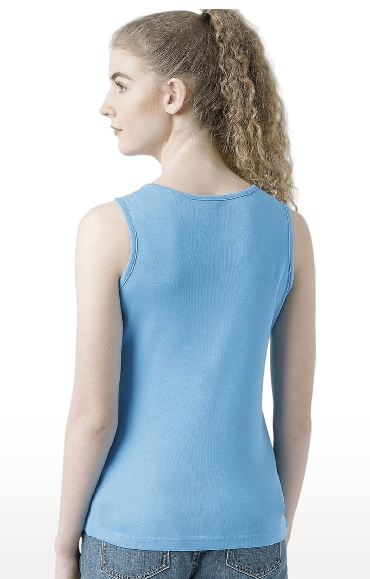Women's Blue Printed Tank Top
