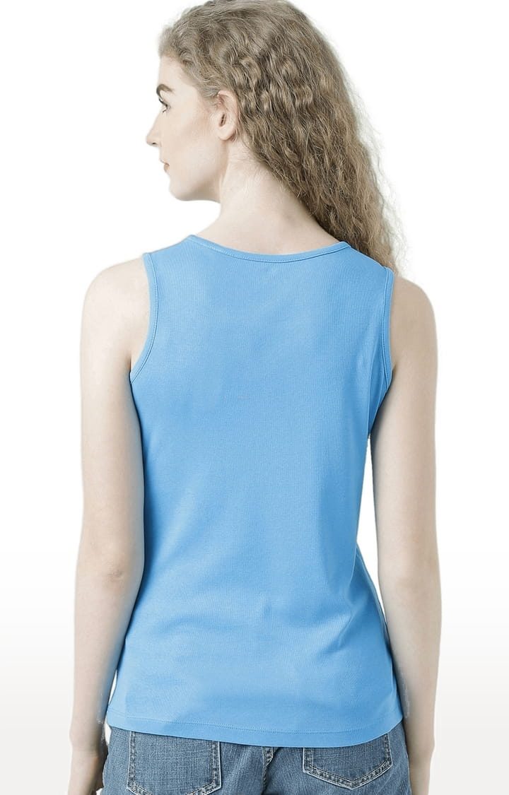Women's Blue Printed Tank Top