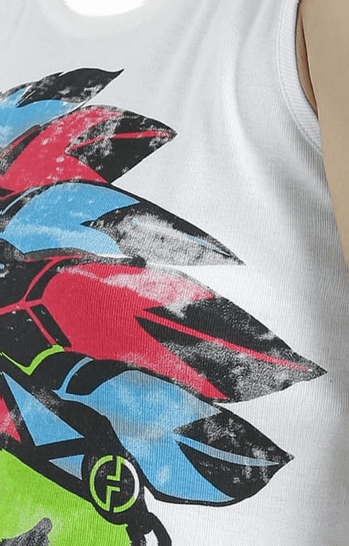 Women's White Printed Tank Top