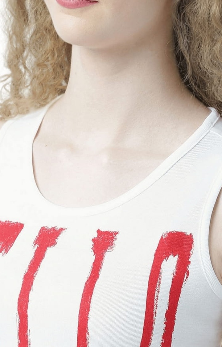 Women's White Typographic Tank Top