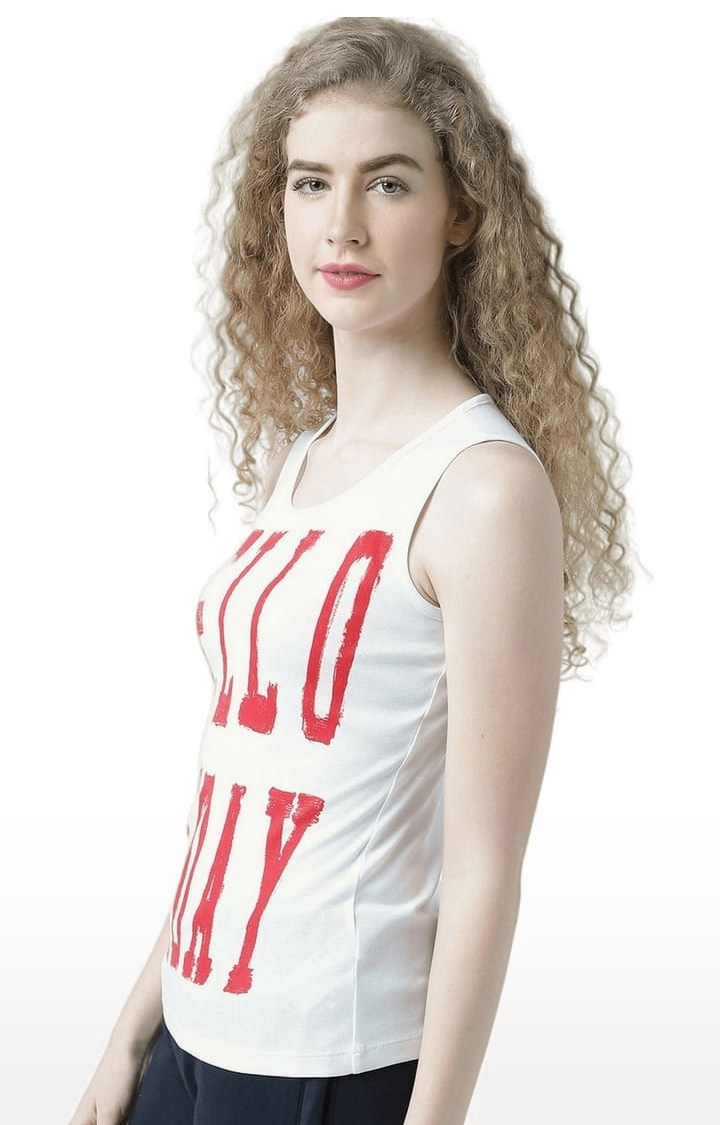 Women's White Typographic Tank Top