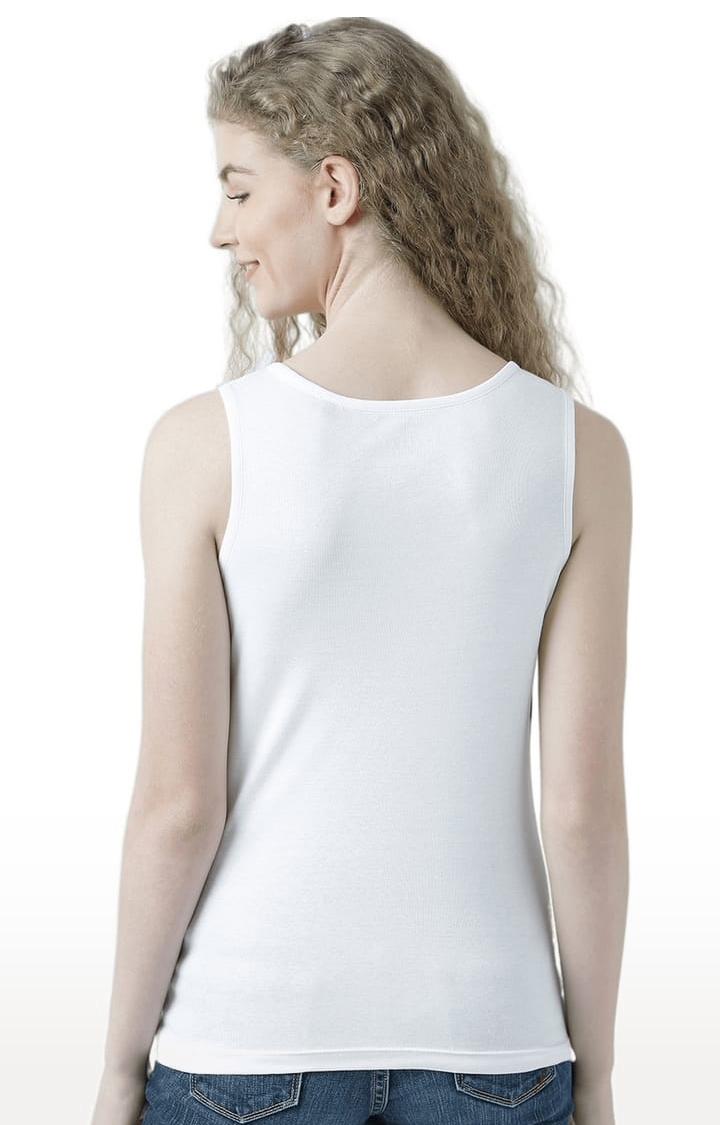 Women's White Printed Tank Top