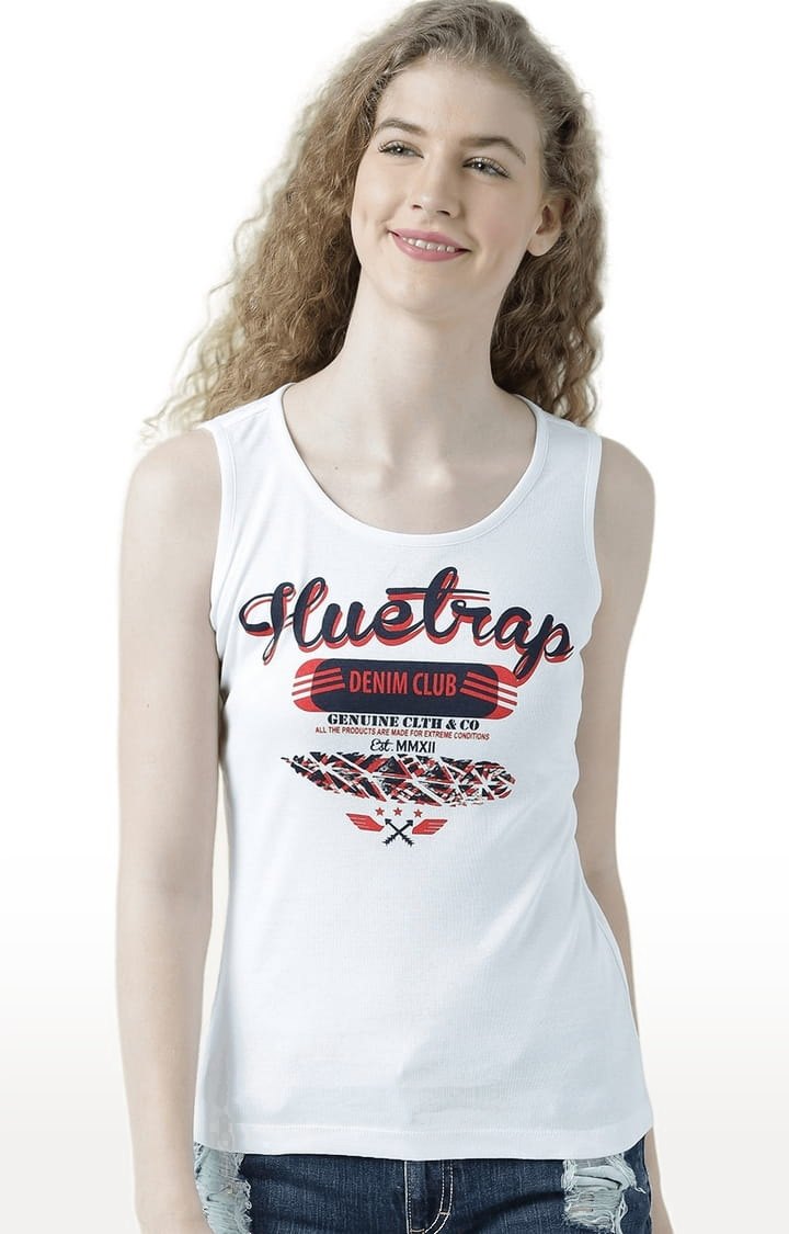 HUETRAP | Women's White Printed Tank Top