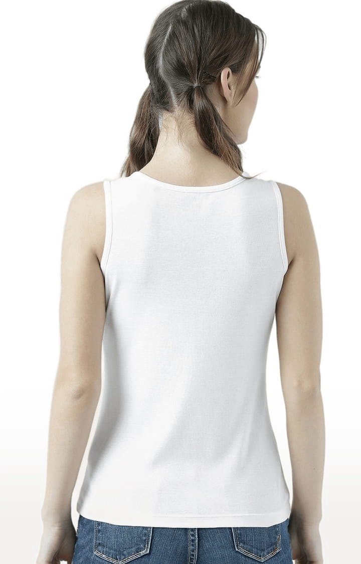 Women's White Typographic Tank Top