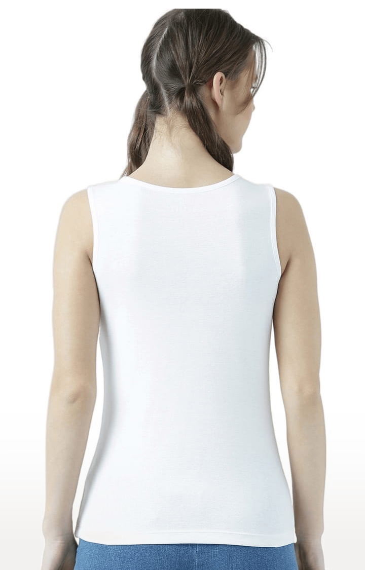 Women's White Printed Tank Top