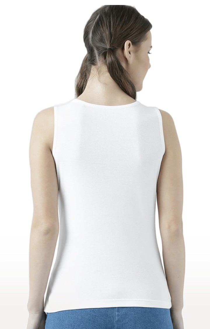 Women's White Printed Tank Top