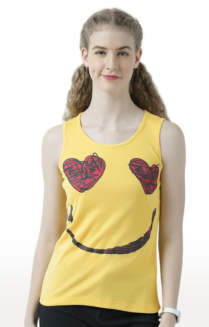HUETRAP | Women's Yellow Printed Tank Top