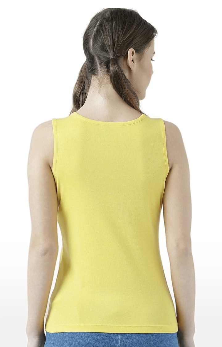 Women's Yellow Printed Tank Top