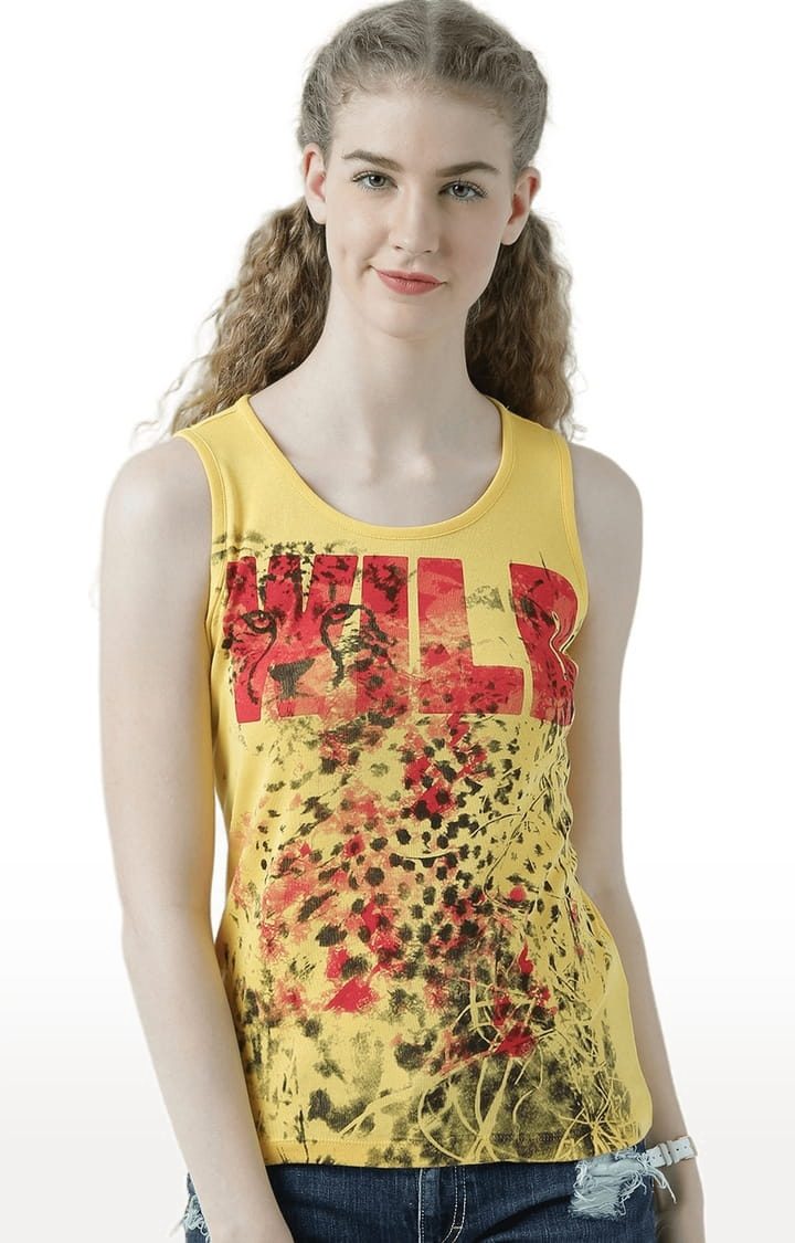HUETRAP | Women's Yellow Printed Tank Top