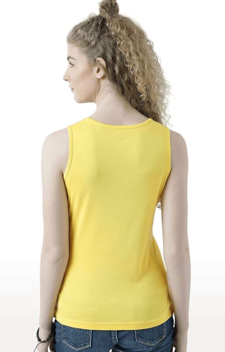 Women's Yellow Printed Tank Top