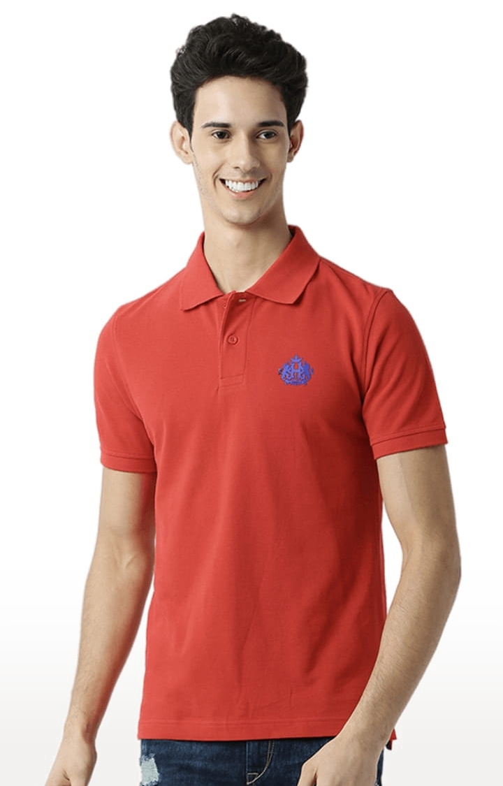 Men's Red Solid Polos