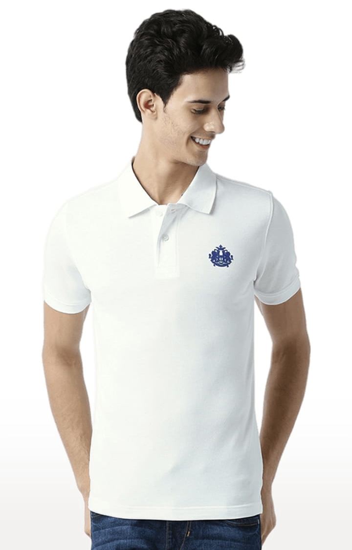 HUETRAP | Men's White Cotton Solid Polo T-Shirt 0