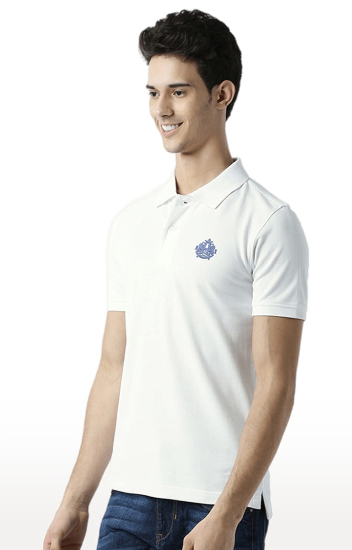 HUETRAP | Men's White Cotton Solid Polo T-Shirt 1