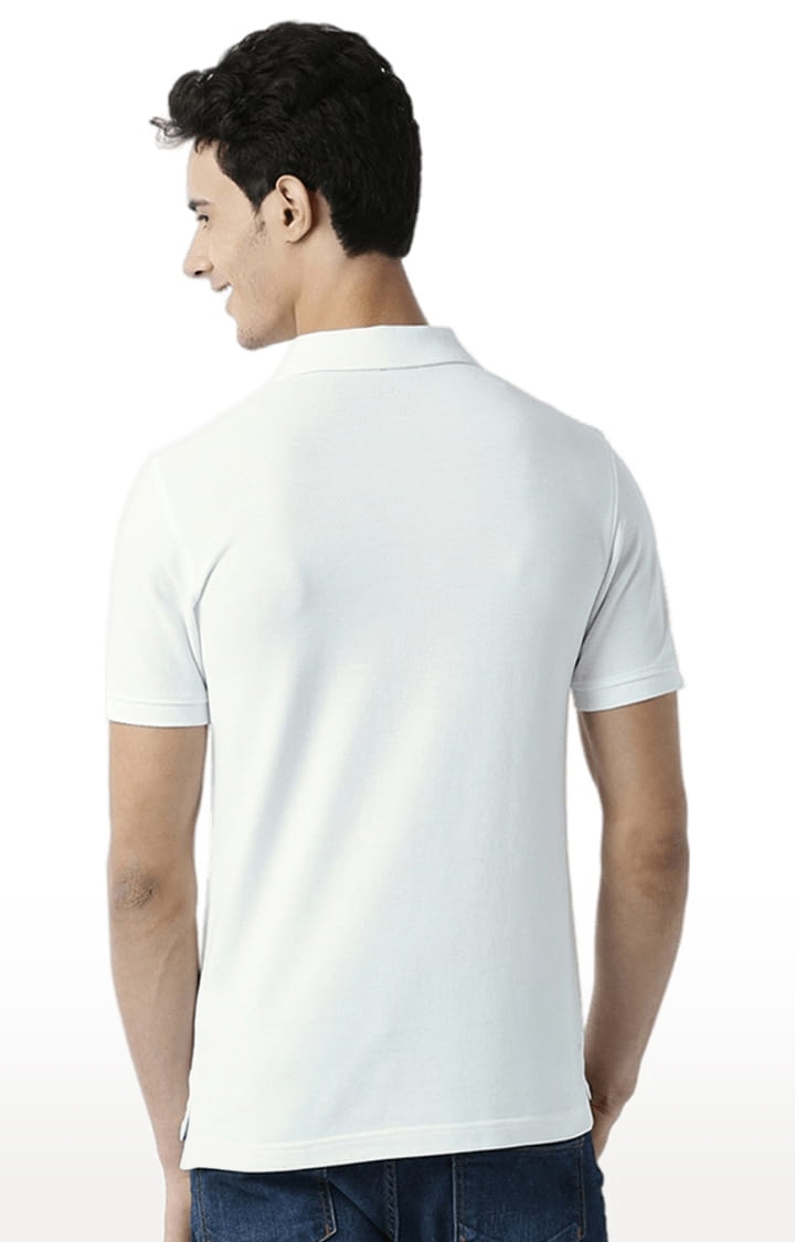 HUETRAP | Men's White Cotton Solid Polo T-Shirt 2