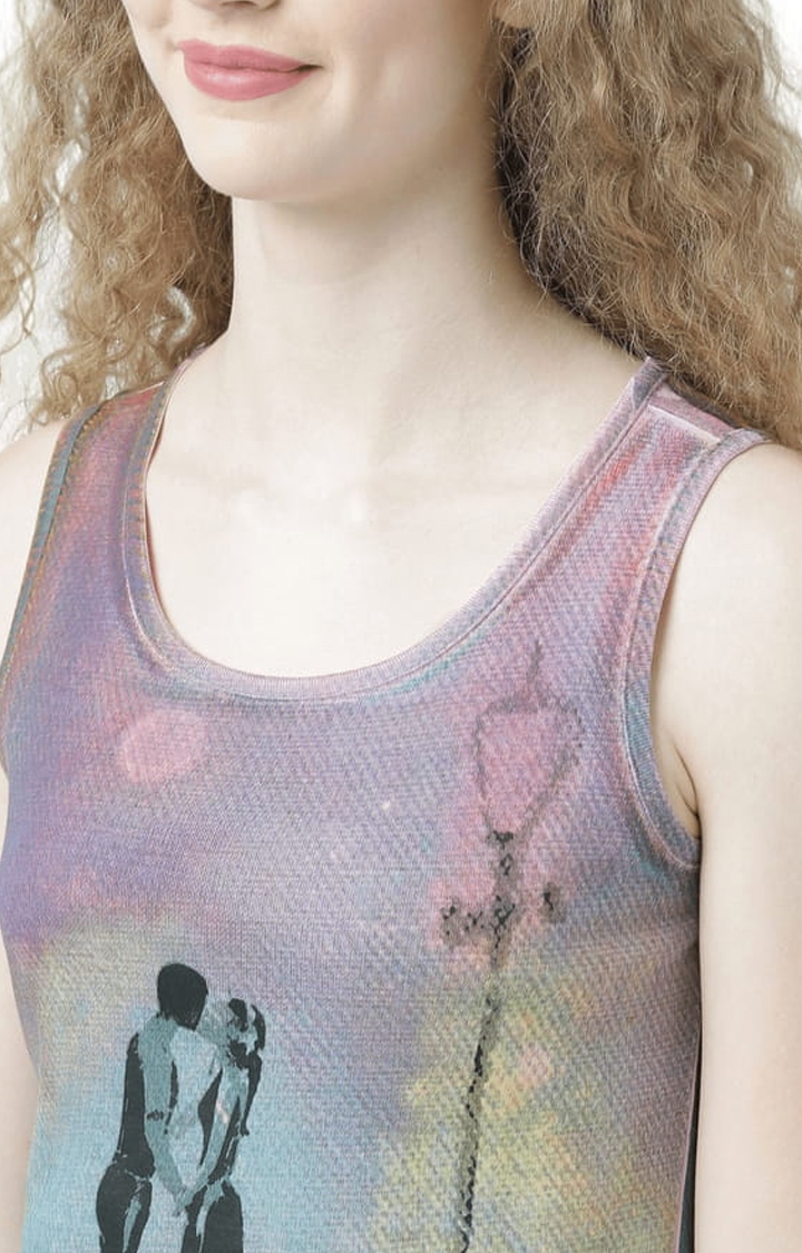 Women's Multicolour Printed Tank Top
