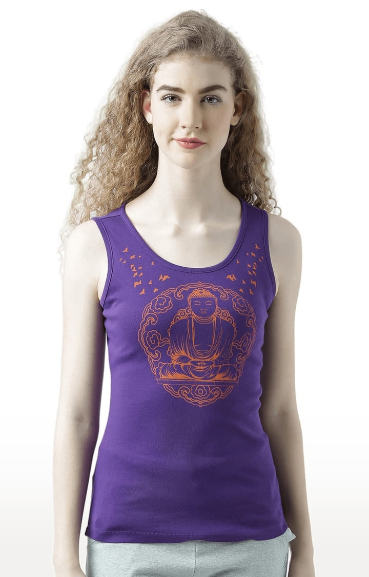 HUETRAP | Women's Purple Cotton Printed Tank Top 0